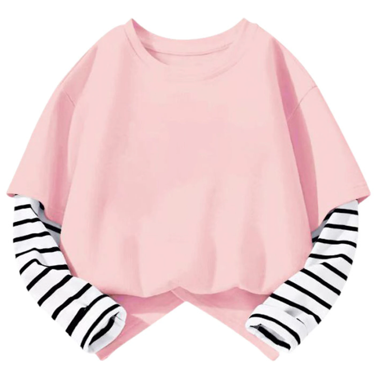 

Toddler Girl Tops Long Sleeve Tee Shirts For Baby Kids Boys Spring Fall Oversized Cotton Pullover Casual Color Patchwork Top