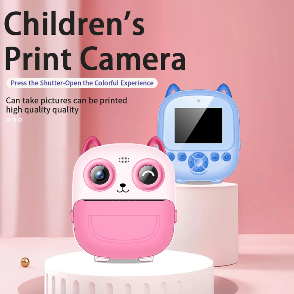 S5 Children 1080P HD Digital Camera Toys Instant Print 2.4Inch IPS Screen Portable Travel Camera with Print Paper & 32G Card