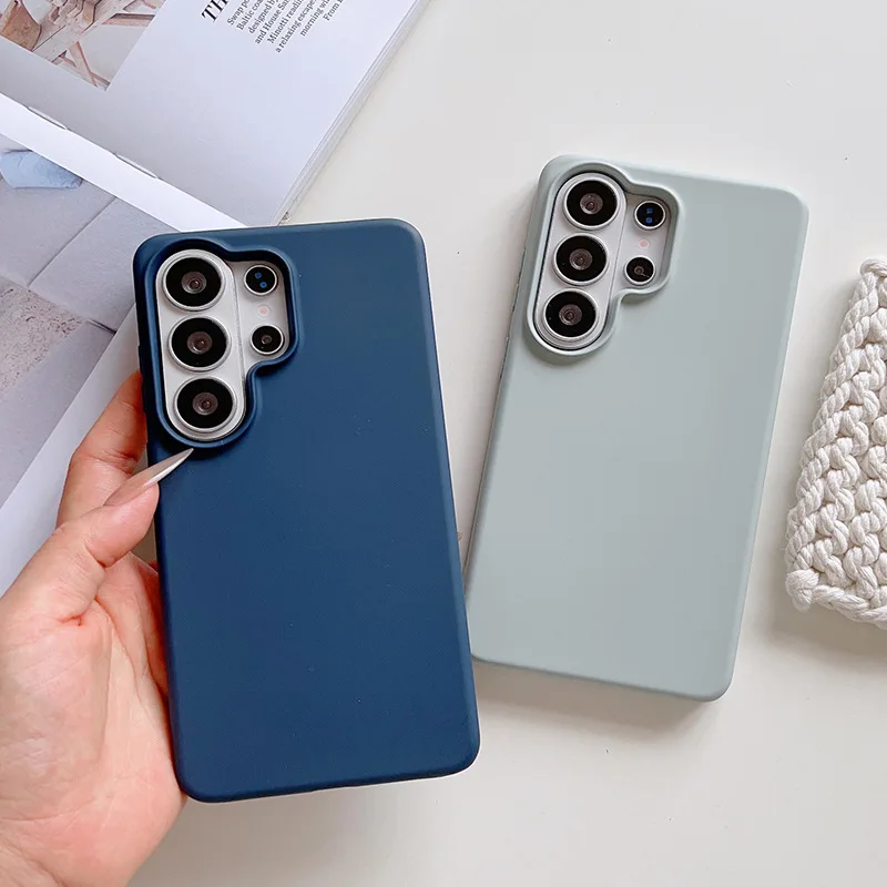 Macaroon-Farbige Flüssig-Silikon-Handyhülle für Samsung Galaxy S26 S25 Ultra S24 FE A57 A37 A17 Weiche Ultra-Dünne Fallschutz-Abdeckung