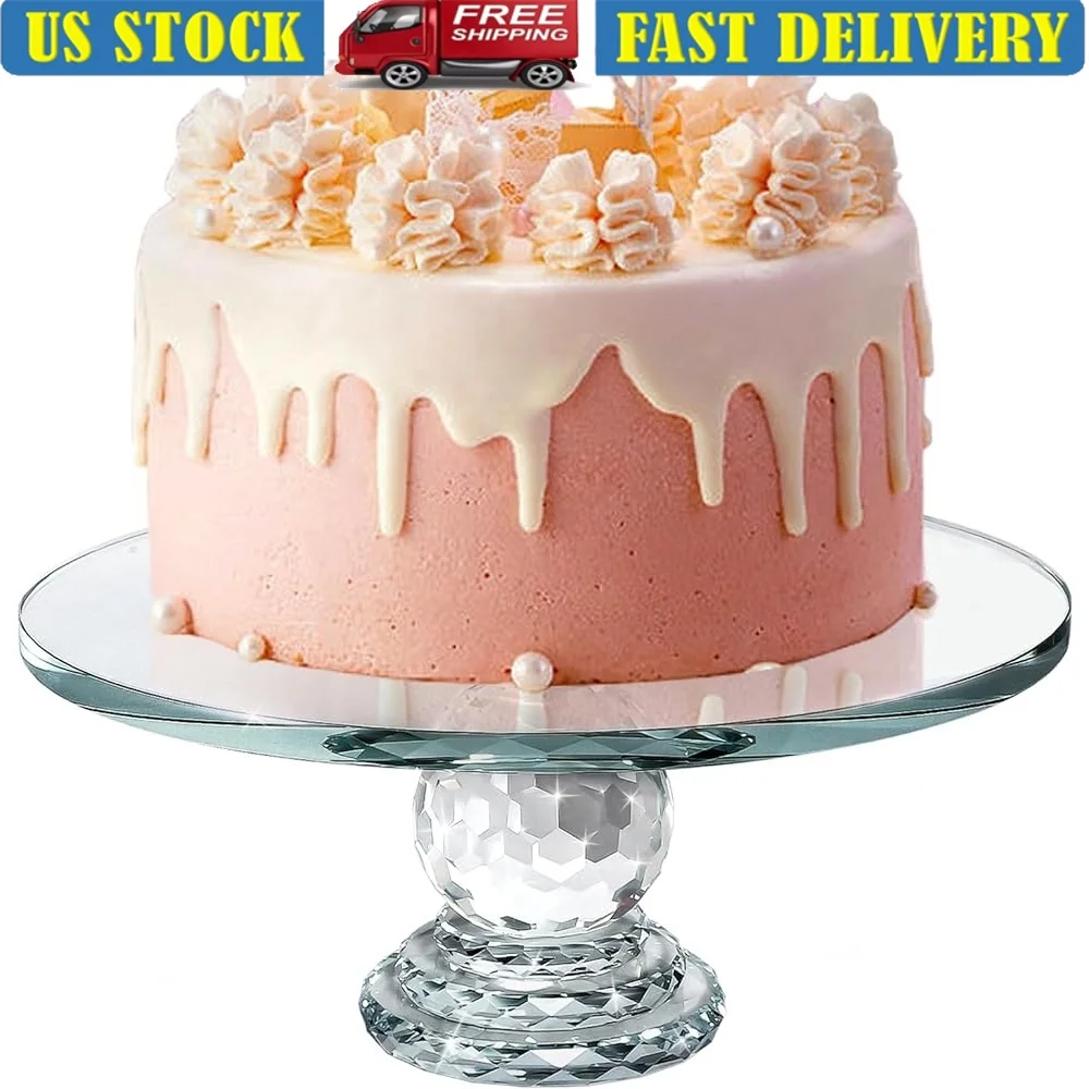 

K5 Crystal Glass Cake Stand 11 Inch Sturdy Dessert Display Holder Perfect Weddings Birthdays Events and Special Occasions