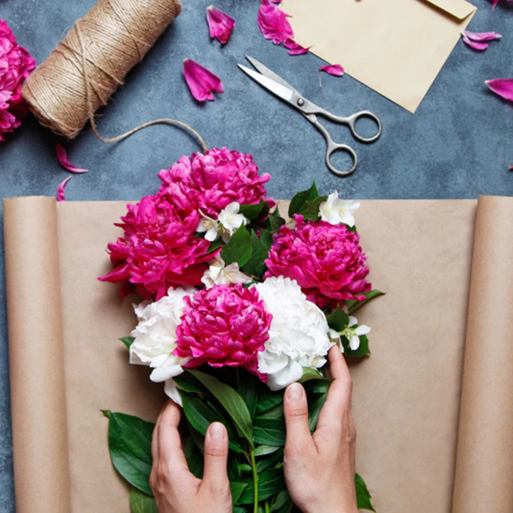 2pcs 2 Rolls Kraft Roll Gift Wrapping Paper Sheets Packaging For Birthday Present Craft Decor Flower Box Covering Paper