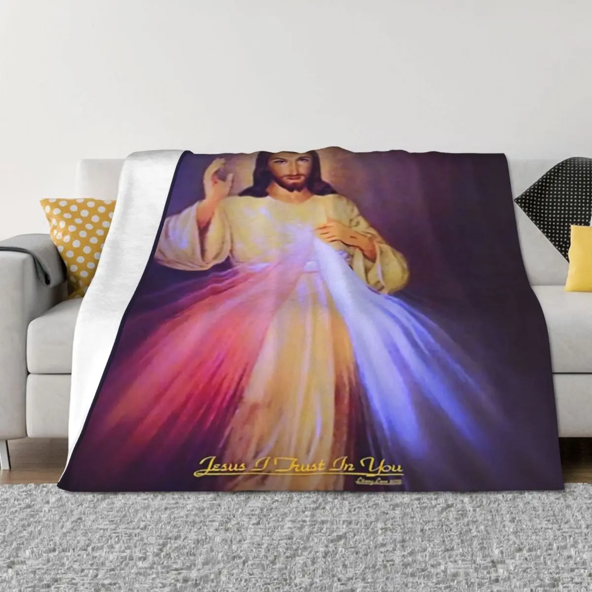 

Divine Mercy Gold Throw Blanket Softest Luxury Designer Hairys Blankets