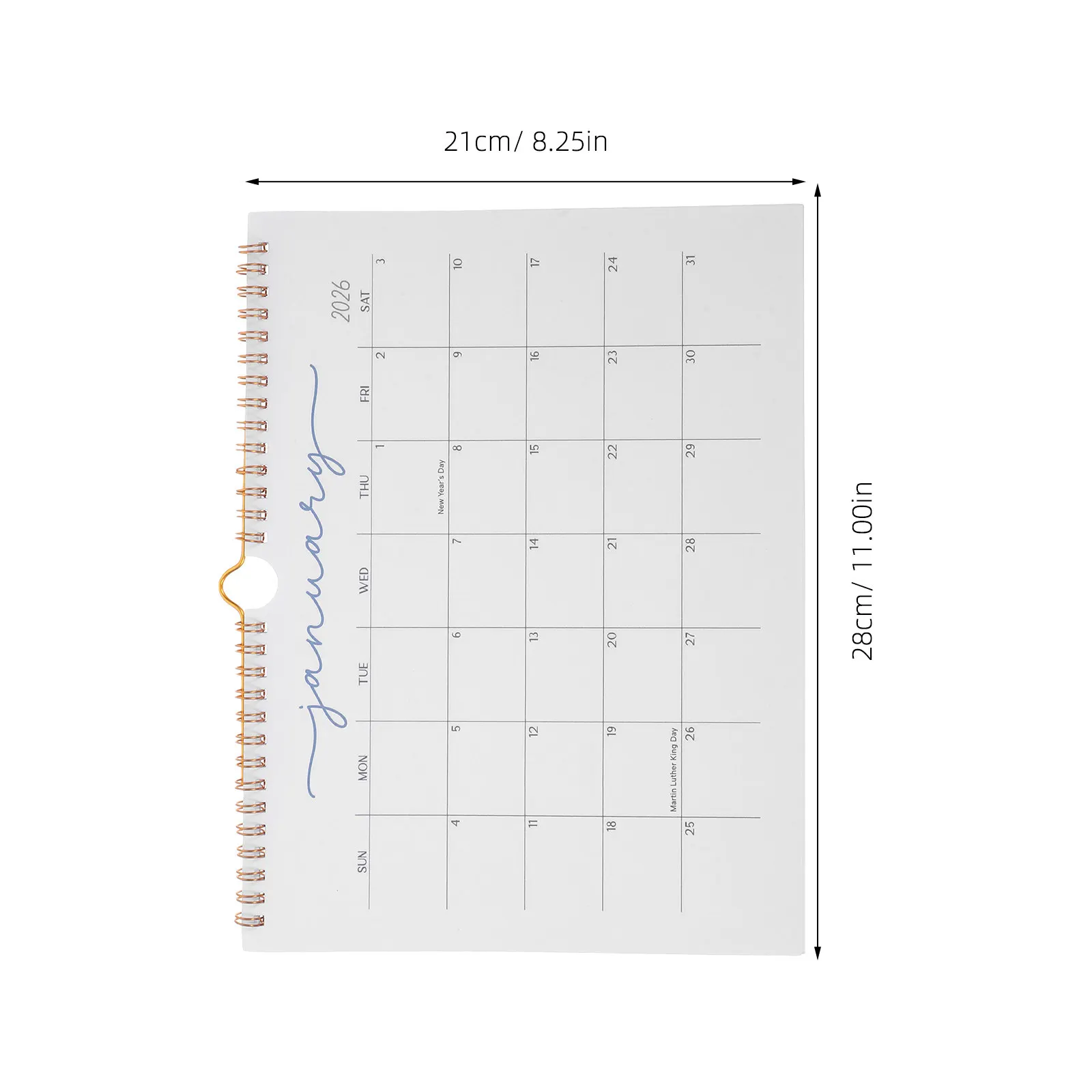 2026 Yearly Wall Calendar Spiral Bound 12 Month Horizontal Hanging Planner Functional Aesthetic Decorative Calendar for Home