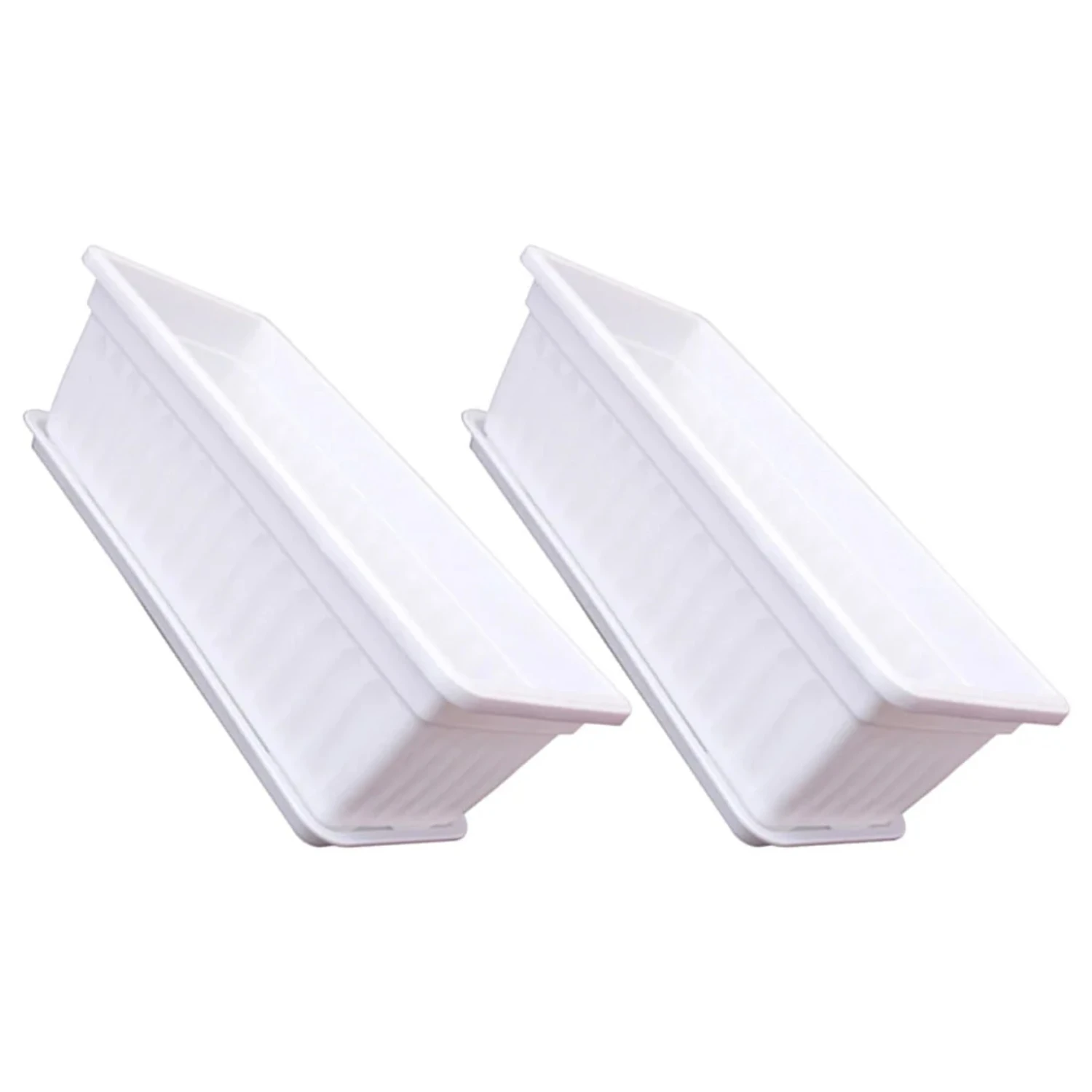 

2 Pcs Beautiful Rectangular Plastic Flower Pots for Indoor Plants - Rectangle Planters Boxes, Window Garden Accessories for Outd