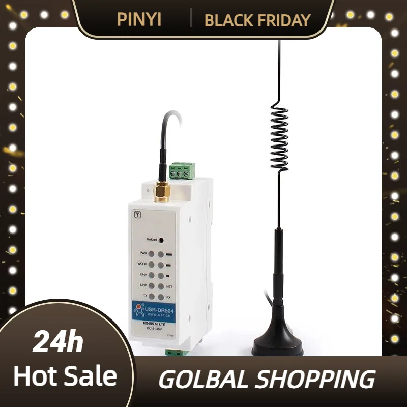 Porta serial celular industrial em trilho DIN Modem RS485 4G FDD-LTE Conversor de servidor WCDMA USR-DR504 Modbus RTU para TCP