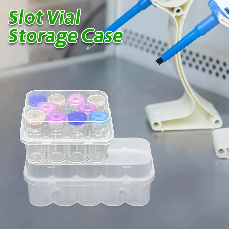 

3/5/7/10ml Stackable Plastic Microtube Storage Box Vial Storage Case 2/10 Slot Clear Freezer Tube Box Refrigerator Organizer
