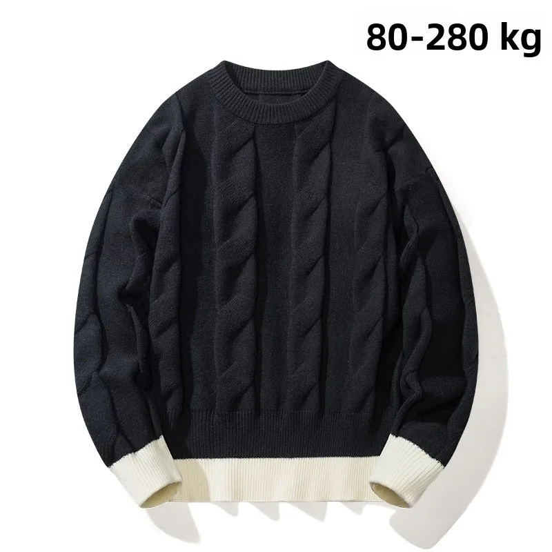 

Extra Large round Ne Knitted Sweater Casual Loose Base Layer irt for Men Autumn Winter Outerwear plus Size Comfortable