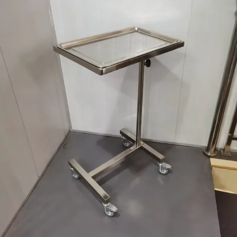 Adjustable Height Stainless Steel Medical Trolley with Wheels for Operating Room Clinic Use Mobile Storage Cart Apparatus