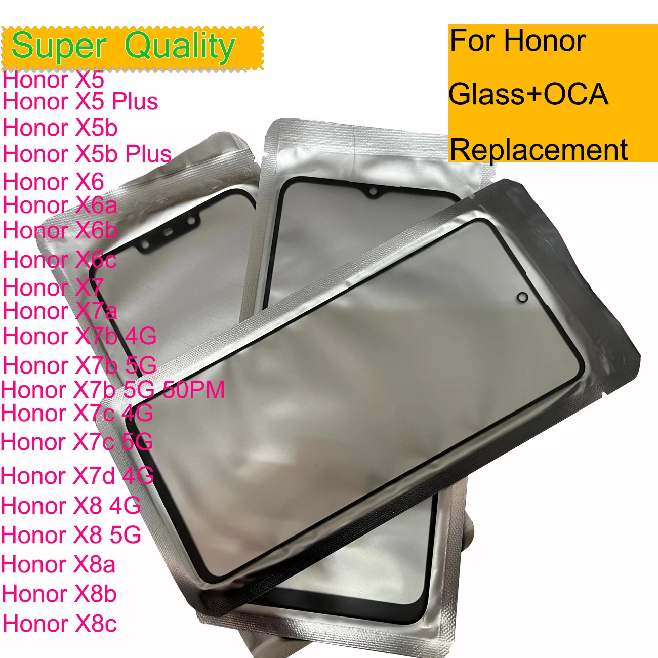 

10 шт. переднее стекло с OCA для Huawei Honor X8 X8a X8b X8c X7 X7a X7b X7c X7d X6 X6a X6b X6c X5 X5b сенсорная внешняя панель экрана