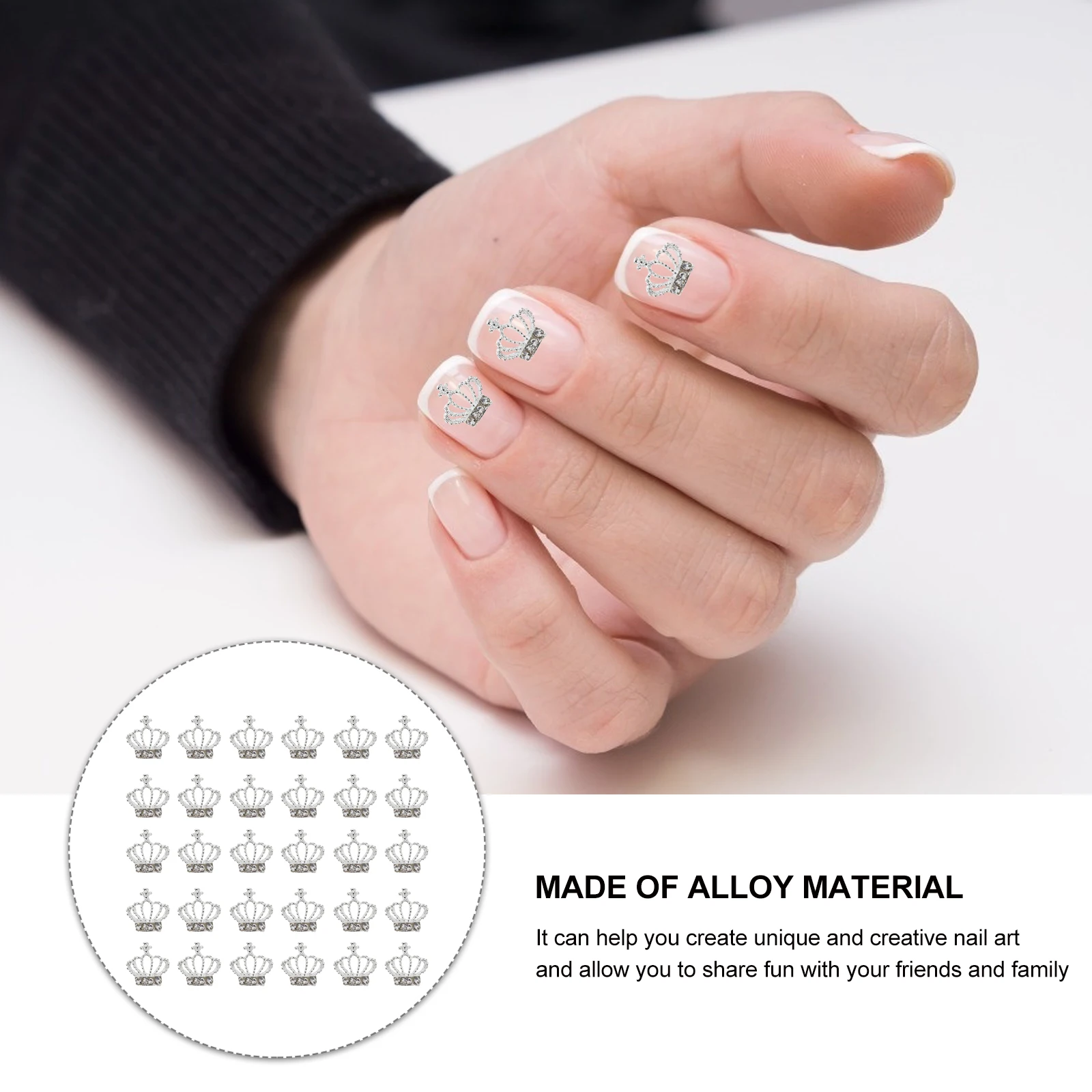 

30 Pcs Rhinestone Nail Decorations Designs for Nails Crown Rhinestones Accessories