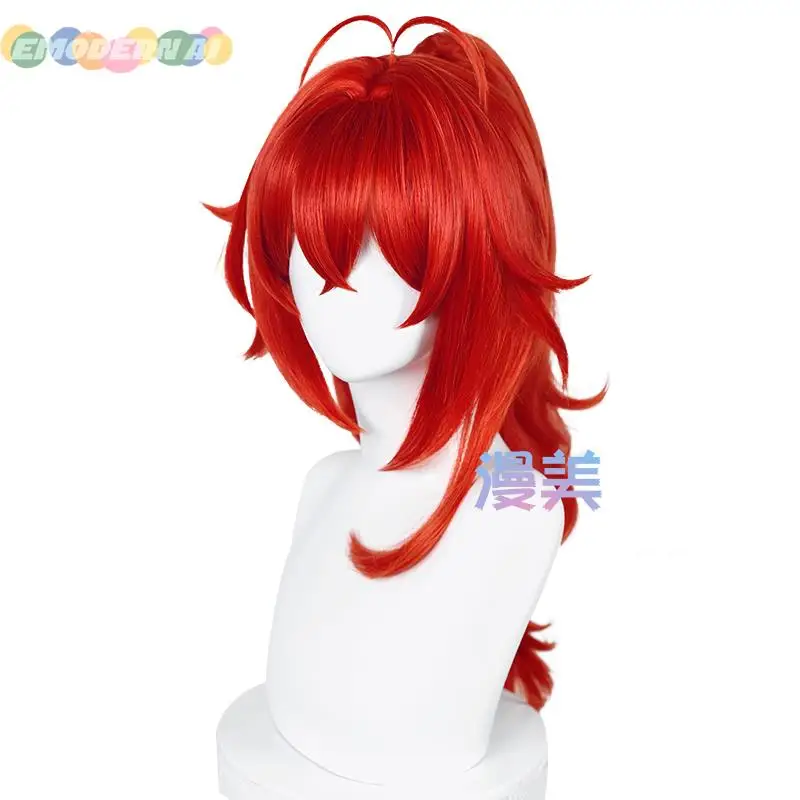 Peruca de cabelo longo cosplay vermelho para homens, jogo honkai: Star Rail Cosplay, boné de peruca grátis