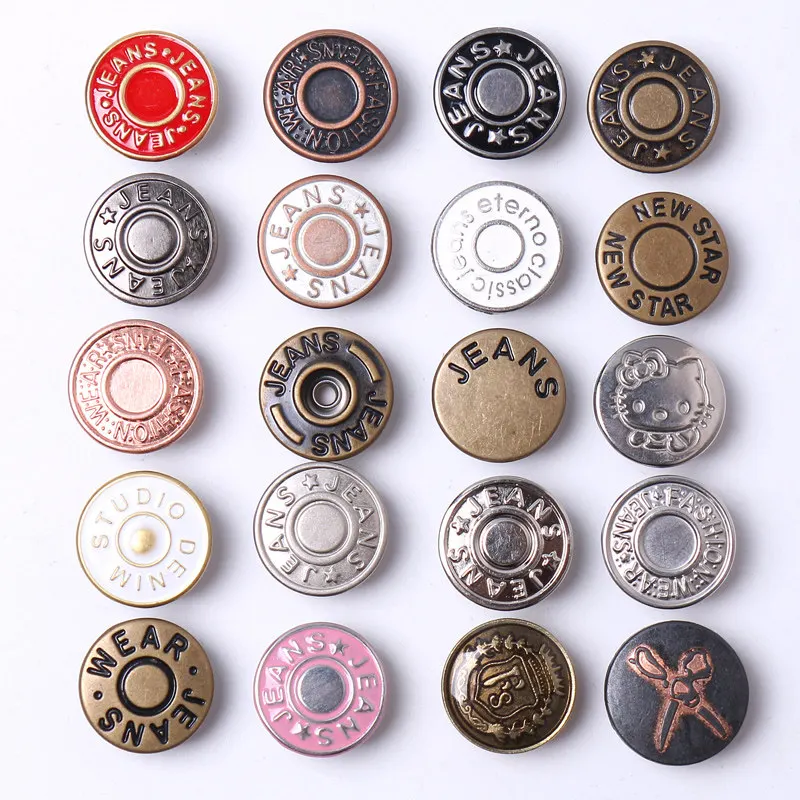 17mm Metal Rivet Jeans Button, Newest Swivel Button, No-sew Decorative Round Button for Women's Jeans, Versatile