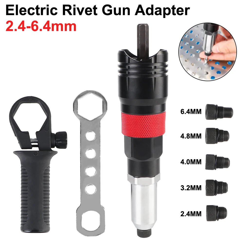 2.4MM/3.2MM/4.0MM/4.8MM/6.4MM Home Cordless Rivet Nut Gun Converter Electric Rivet Nut Tool Insert Nut Riveting Tool Adapter Gun