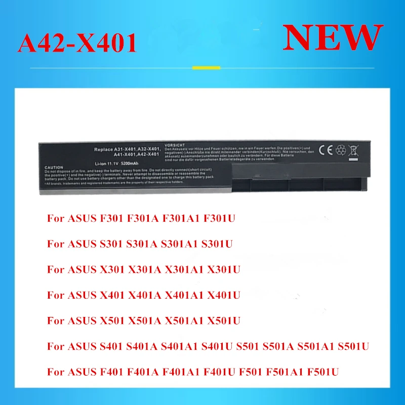 

Laptop Battery for For ASUS F301 F301A F301A1 F301U F401 F401A F401A1 F401U F501 F501A1 F501U A31-X401 A32-X401