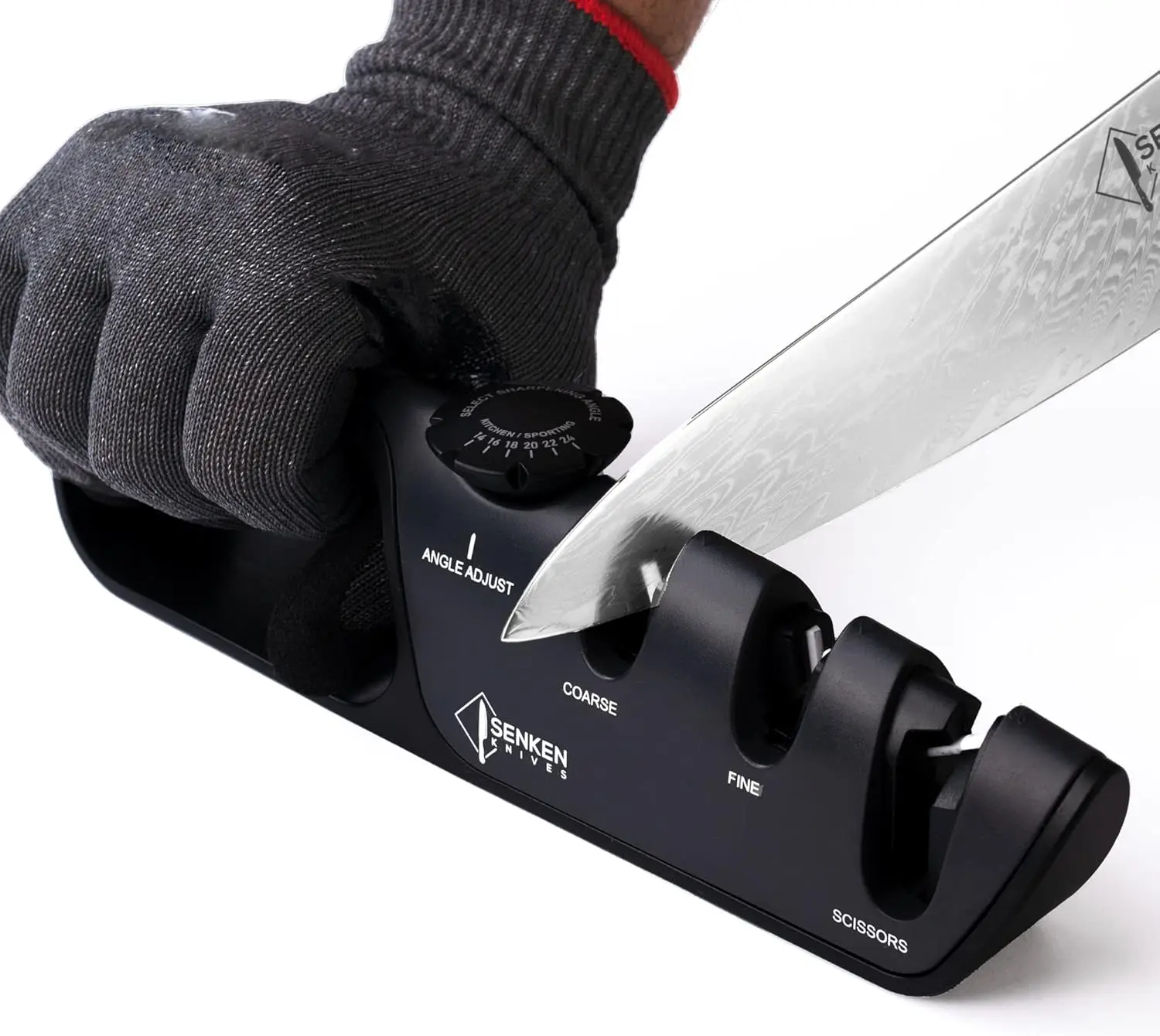 Knife Sharpener, 4 Adjustable Sharpening Angle, Coarse & Fine Knife Sharpener Tool, Handheld Manual Knives Sharpener