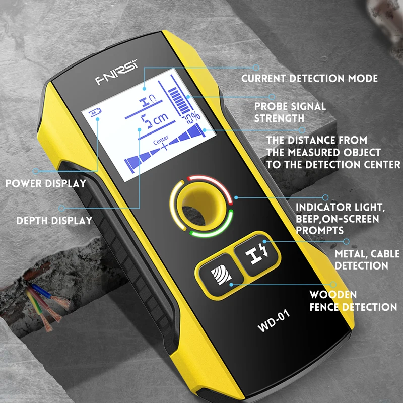 FNIRSI WD-02 WD-01 Wall Detector Scanner TFT Display Cable Metal Wooden Post Find and Position Wall Scanner