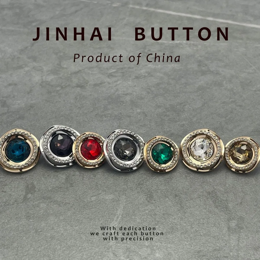 

Round Rhinestone Shank Button Wave Edge Glass Decoration Accessories DIY Coat Dress Zinc Alloy Sewing Supplies Blouses Hat