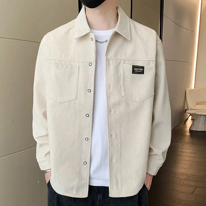 

Мужская вельветовая куртка-рубашка, весенне-осенняя повседневная рабочая одежда, пиджак большого размера, свободная уличная модная верхняя одежда
