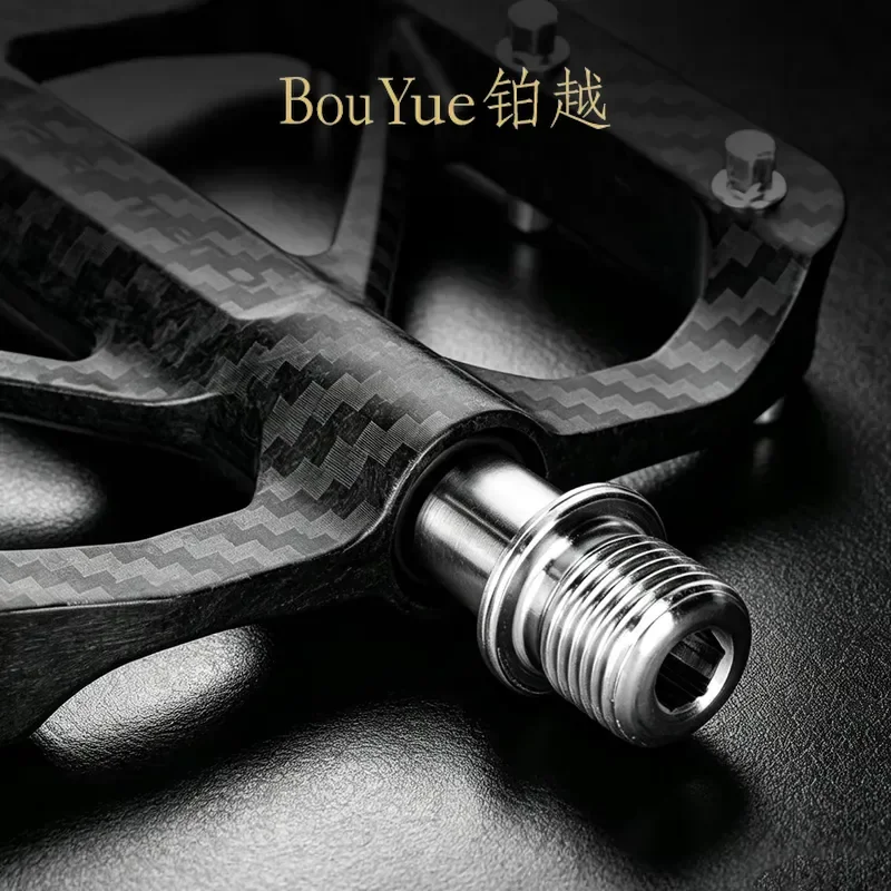 Ultra Light Carbon Fiber Bike Pedals with Titanium Alloy Axle and 3 Sealed Bearings Non Slip Durable Platform for Road MTB