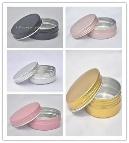 

50Pcs Empty Aluminium Cosmetic Tin Refillable Containers Round Aluminum Box Portable Durable Aluminum Box Screw Jar