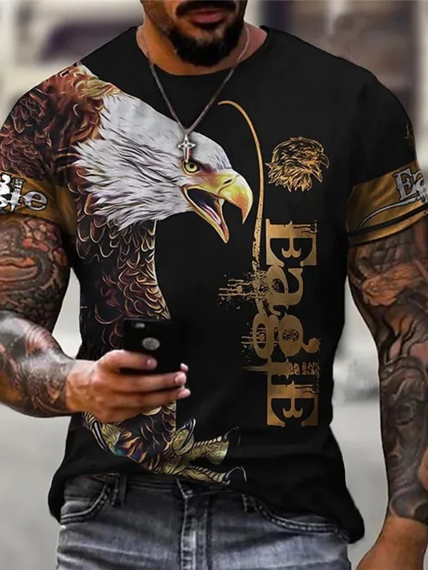 Loose Fit 3D Digital Print Men's T-Shirt Casual Fashion Polyester Short Sleeve round Neck Top for Youth All Seasons Wear