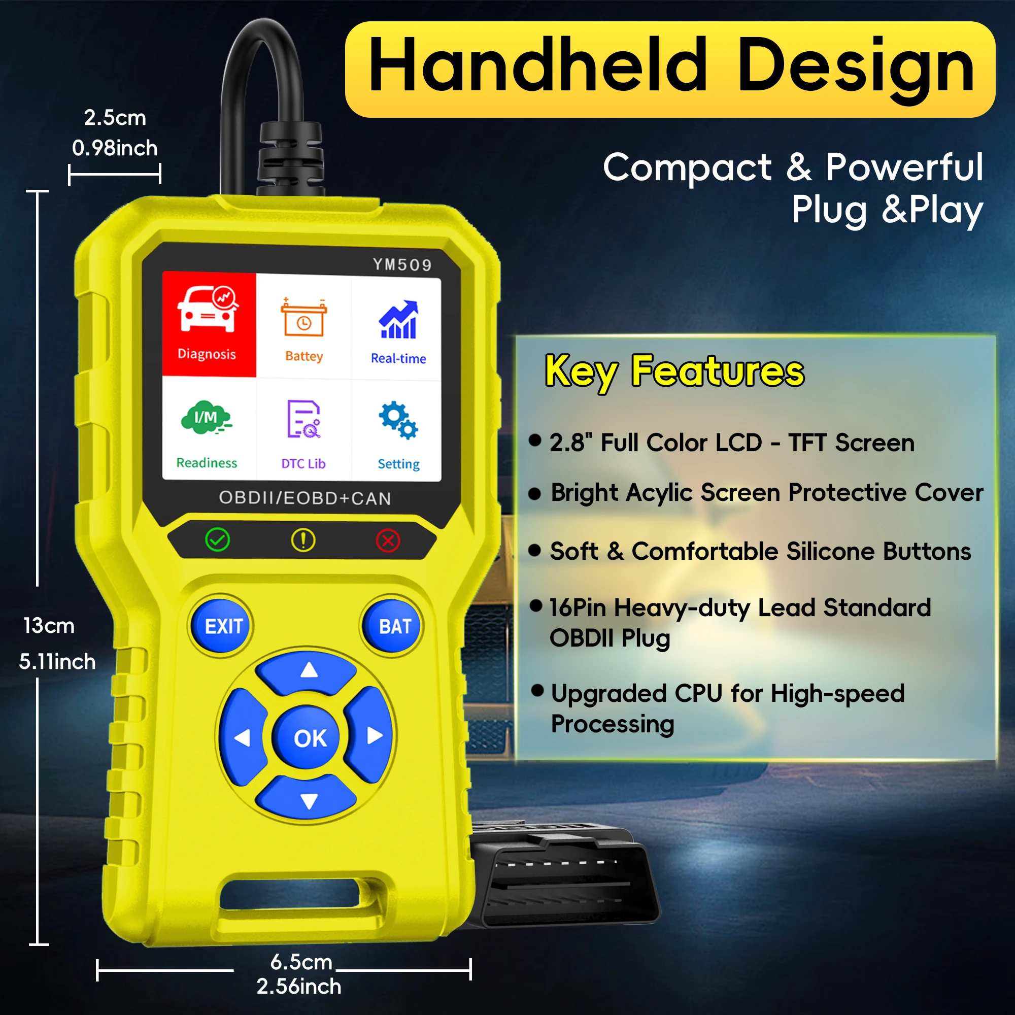 OBD2 Scanner Diagnostic Tool, Check Engine Light Code Reader with Reset OBDII/EOBD Car Scanner Diagnostic Tool