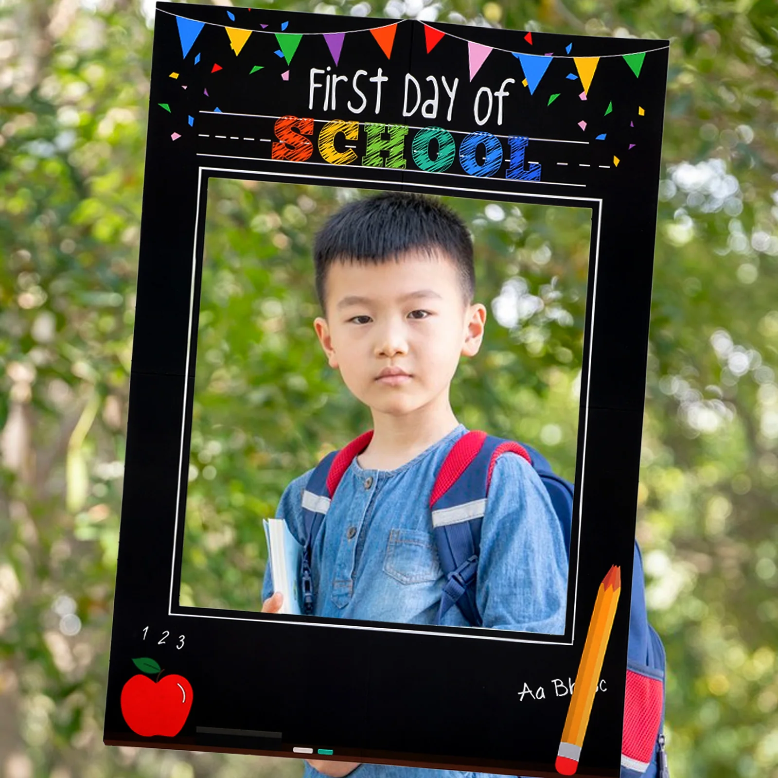 

Bright Color Welcome Photo Booth Frame First Day Of School Props Backdrop Teachers Students Photo Frame Set