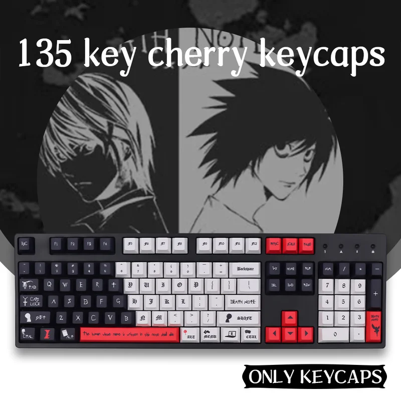 135 Key Death Note Keycap Original Factory Pbt Sublimation Anime Peripheral Festival Gift Collection Personalized Customization