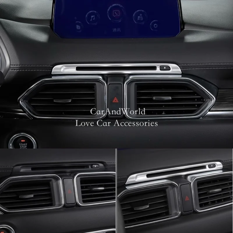 CD Control Panel Frame Cover For Mazda CX-5 CX5 2017-2025 Interior Switch Button Trims CX 5 ABS Chrome Car-styling Accessories