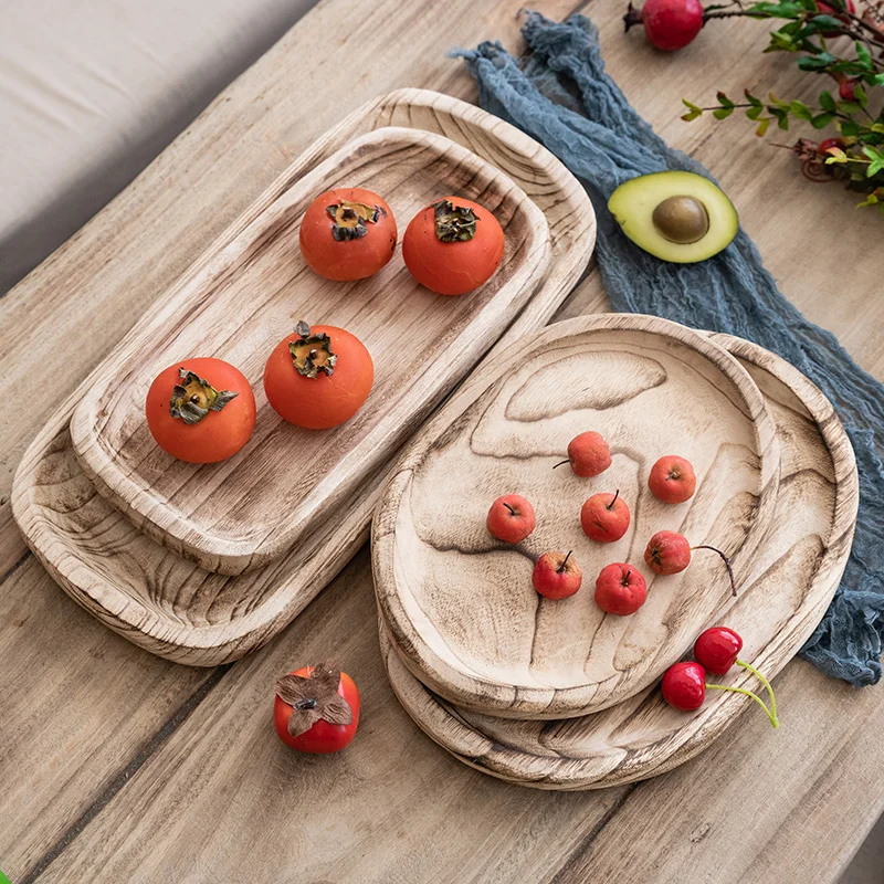 

manual Tung Wood. Storage tool Living room coffee table Decoration fruit tray Wooden plate Wooden Bowl American fruit