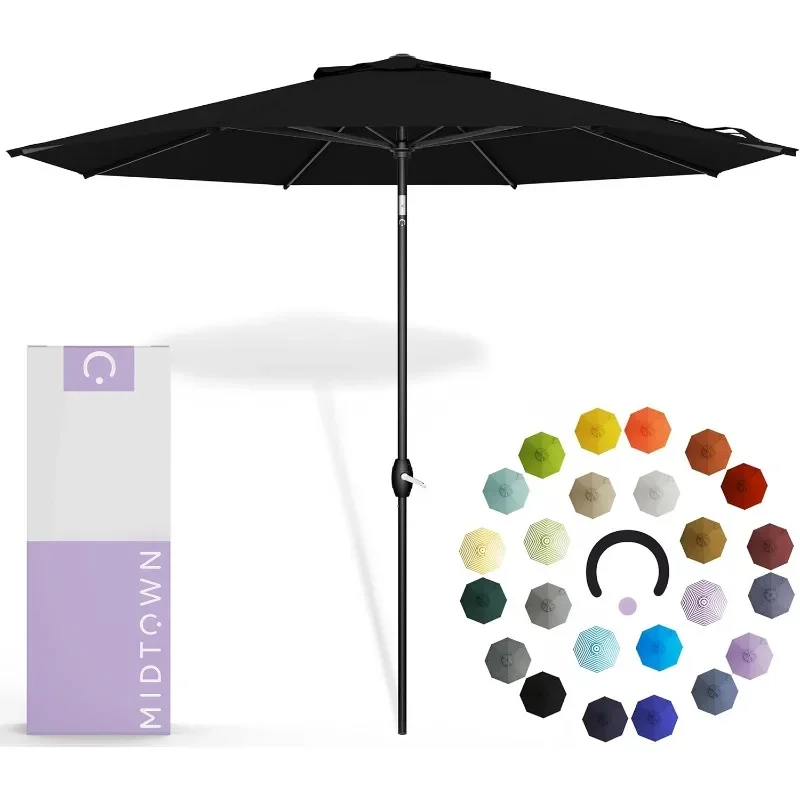 

Midtown Umbrellas 10-Year-No-Fade - 6 Ft - UV Proof Black Polyester Fabric - Umbrella Outdoor Patio