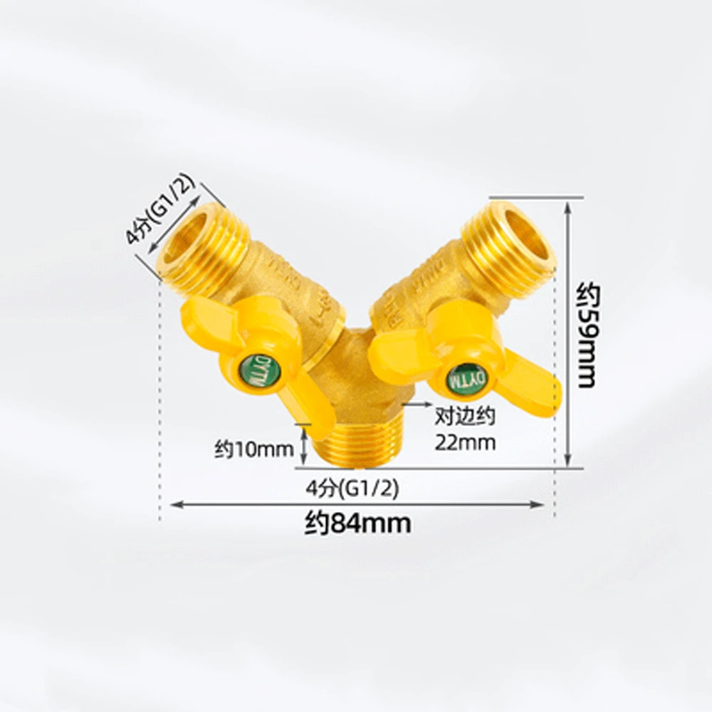 DN15 1/2 "BSP Männlich-weibliche Y Form 3 Ports Splitter Messing Ball Ventil Gas Kraftstoff Schalter Home Garten – Detail 5