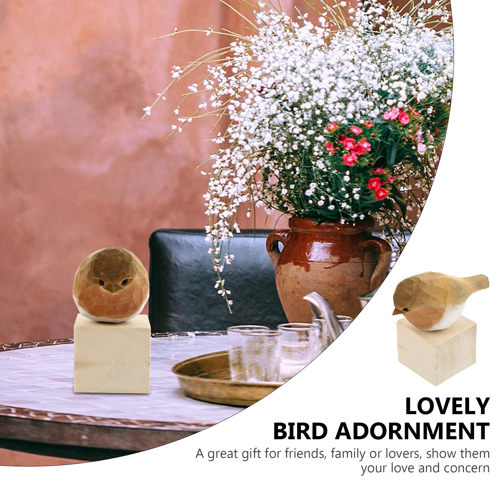 

Exquisite Wood Bird Decor Realistic Lovely Bird Ornament for Desktop Living Room Shelf Holiday Decoration Home Decoration