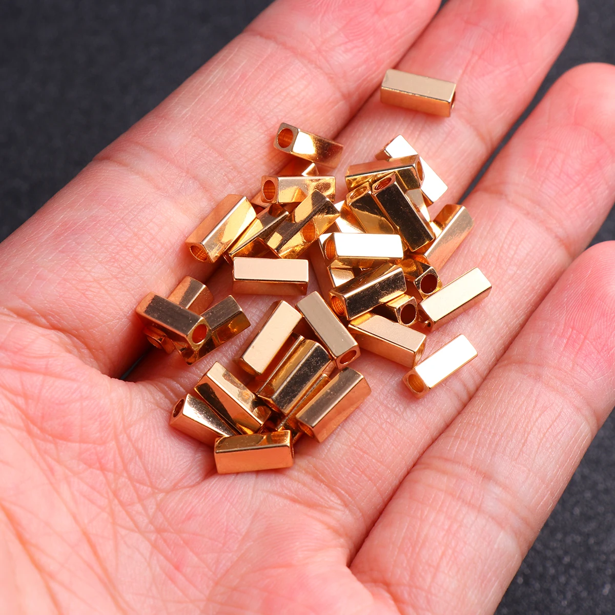 

50 Pcs Necklace Rectangular Tube Jewelry Making Accessories Beads Accessory Golden