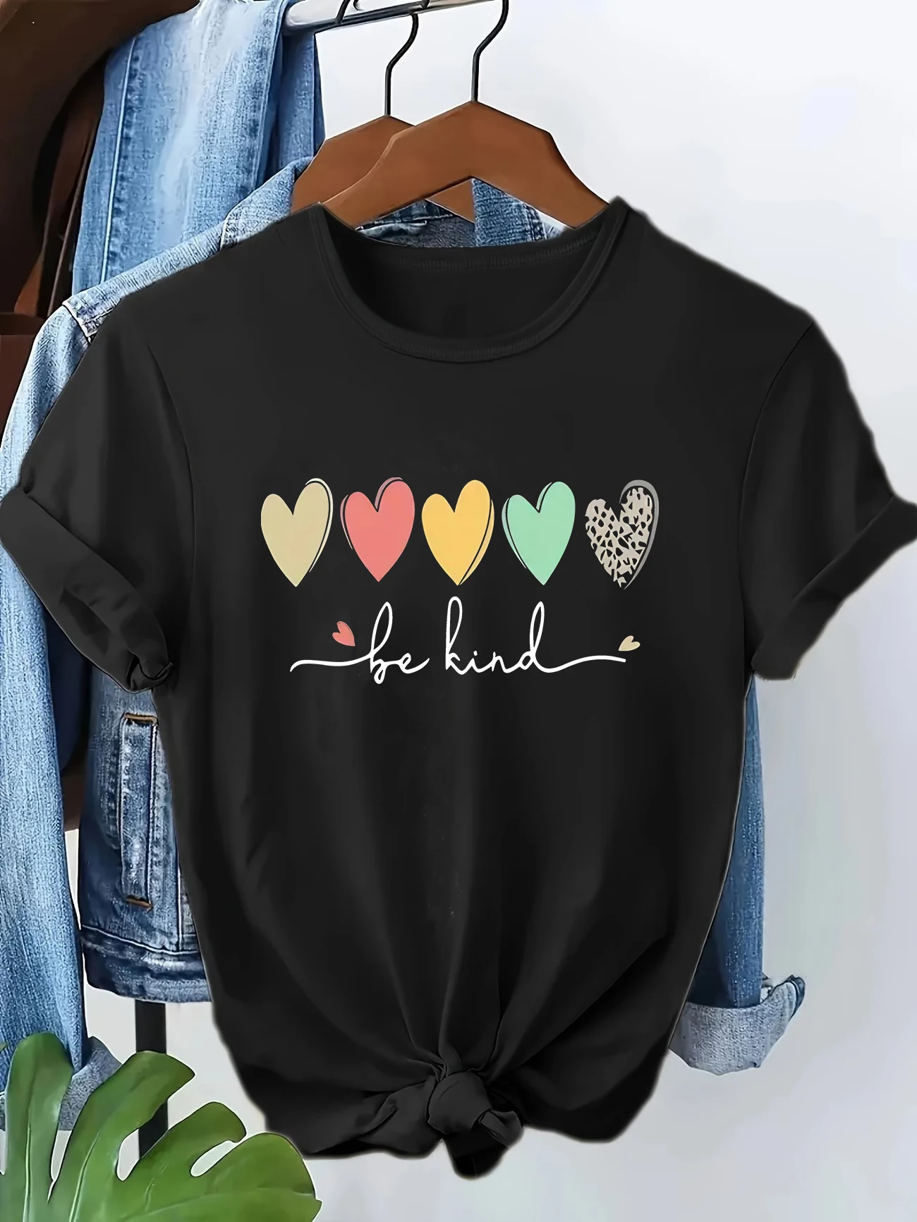 Y2k Mode T-Shirt "Be Kind" mit Herz- und Buchstabendruck Kurzarm T-Shirt Kleidung Top Tee Sommer Damen Mädchen Shirt