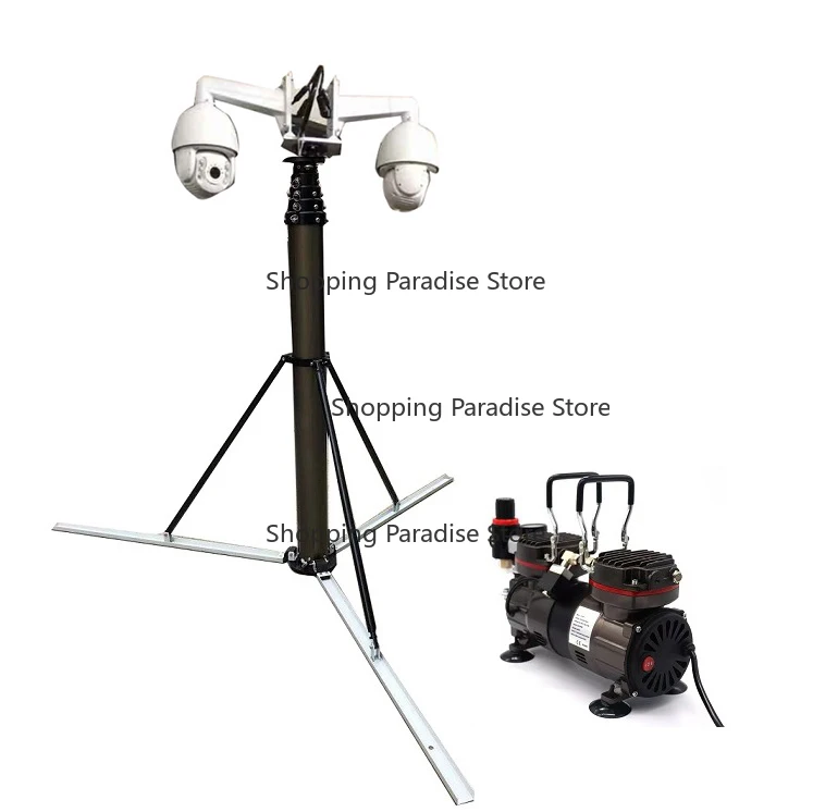 Buy 12 Foot 3 Meters Telescoping Light Mast Stationary Tower with Manual Crank Winch CCTV Camera Pole