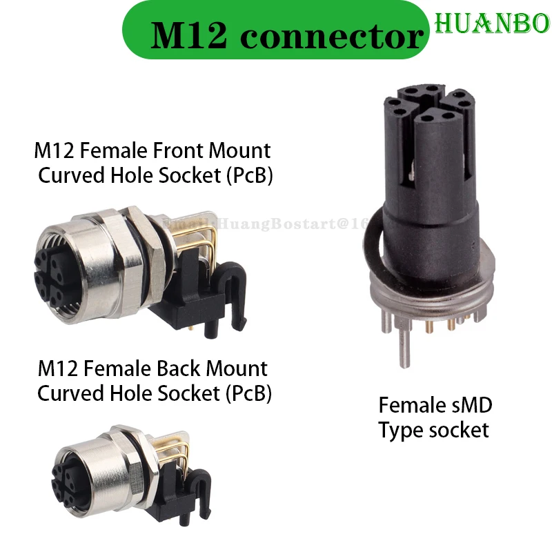 Type M12 X-shaped bent pin socket 90 degree bend 1000M Gigabit Ethernet 8-core connector