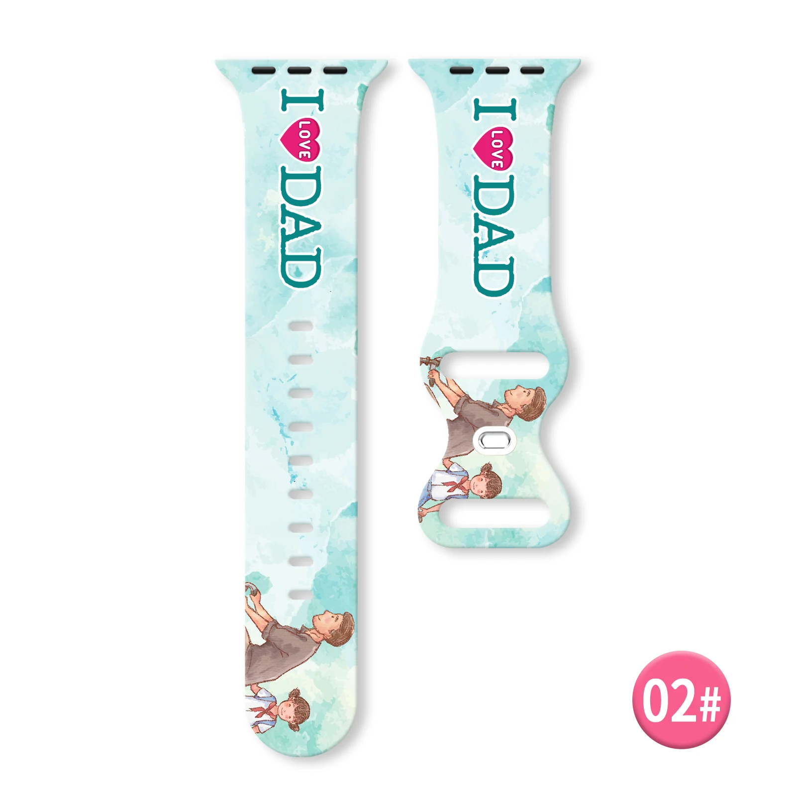 สายซิลิโคนพิมพ์ลายวันพ่อสำหรับนาฬิกา Apple 9 8 7 SE 6สร้อยข้อมือเปลี่ยนสายได้สำหรับ iWatch 49มม. 45มม. 44mmm 42มม.