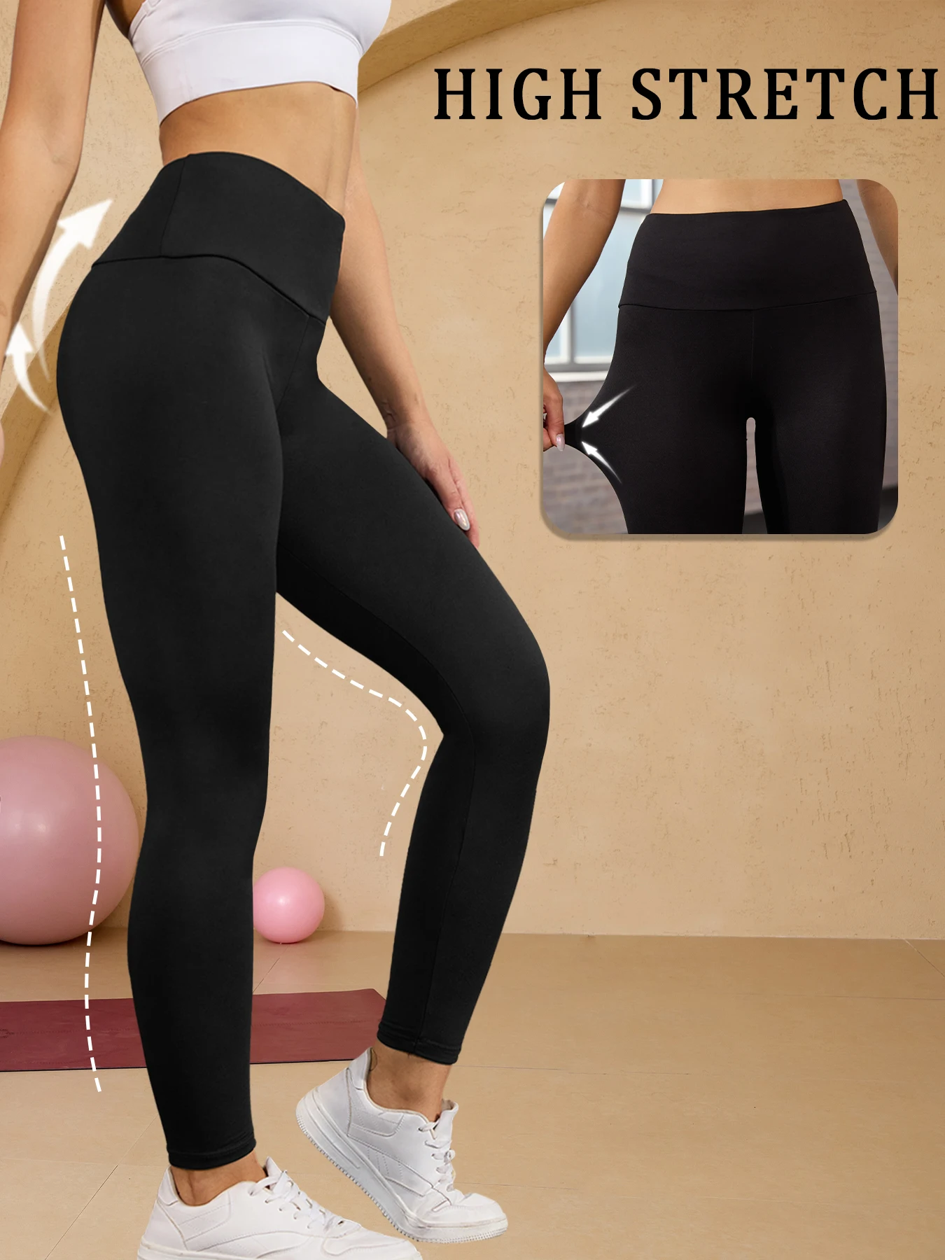 سراويل ضيقة نسائية فائقة النعومة عالية الخصر للتحكم في البطن لا ترى من خلال التمارين الرياضية واليوجا والجري