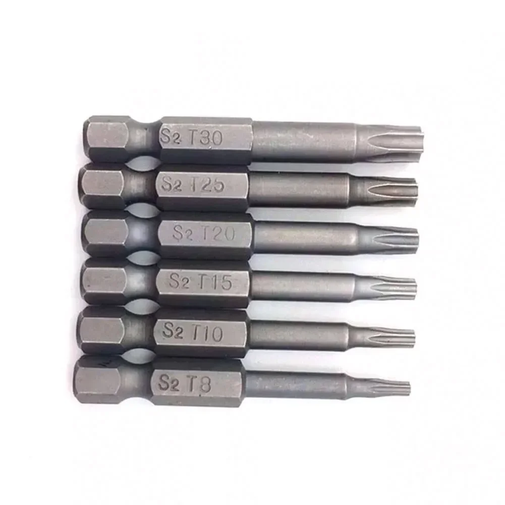 6pcs 50mm Magnetic Torx Screwdriver Bits 1/4\