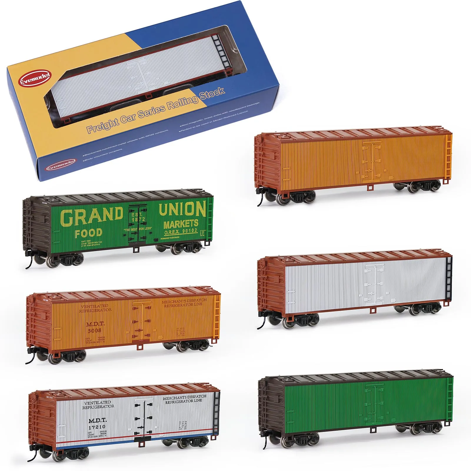 Evemodel Train 1 Unit HO Scale 1:87 40\' Wood-side Reefer Freight Car C8747