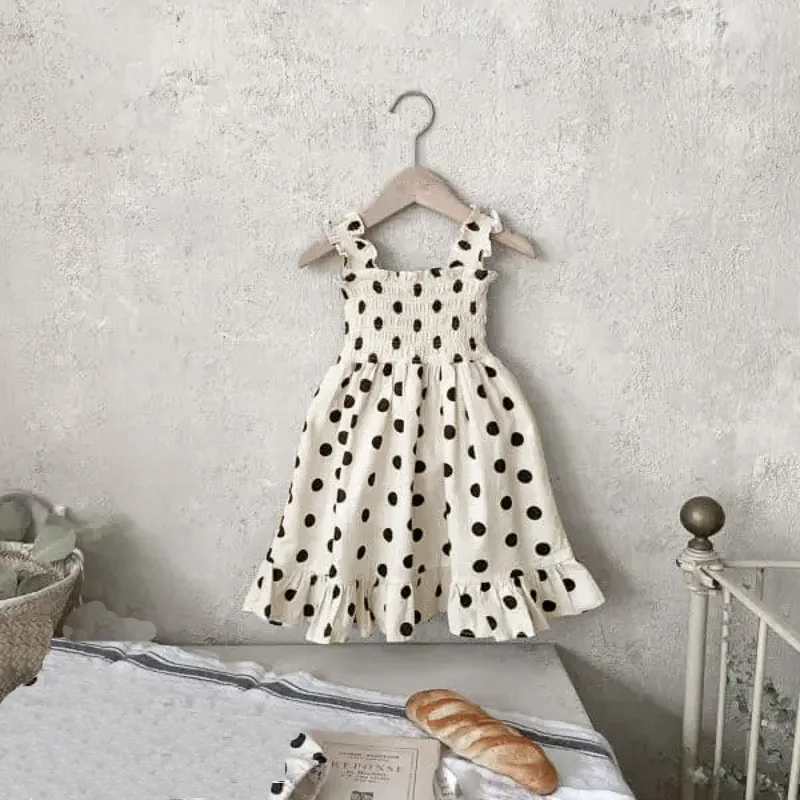 

2026 Summer New Baby Girl Sleeveless Sling Dress Cotton Infant Sweet Princess Dress Girls Polka Dot Dress Toddler Clothes