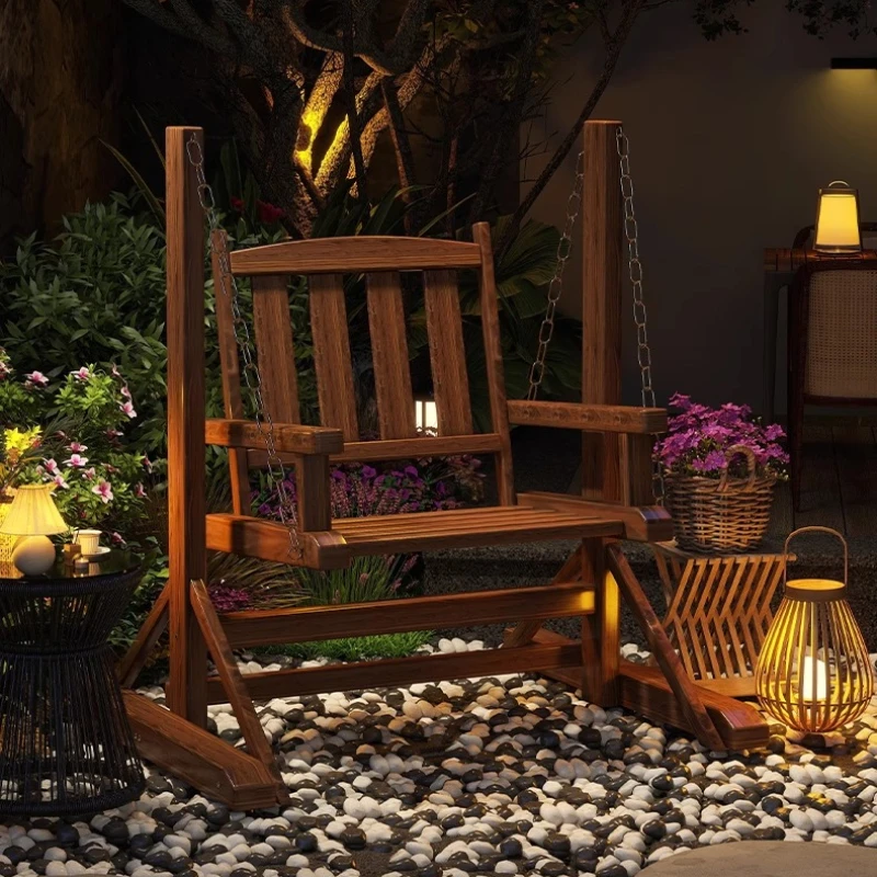

Swing Outdoor Courtyard Garden Balcony Outdoor Rainproof, Solid Wood Hanging Chair Single Rocking Chair Swing Chair