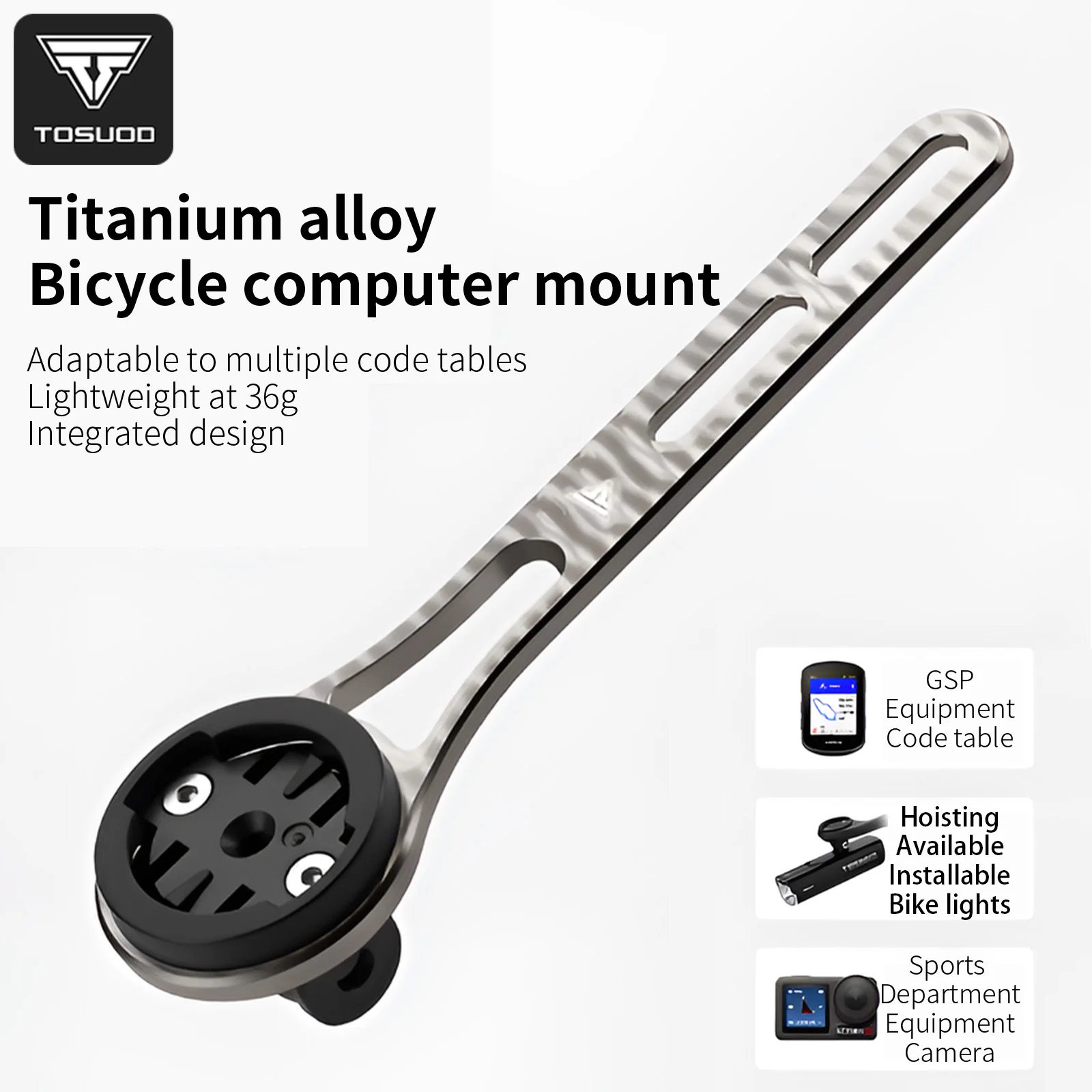 TOSUOD Titanium Alloy Integrated Handlebar Bike Computer Extender Mount Road Bike & MTB Universal Speedometer Extension Bracket