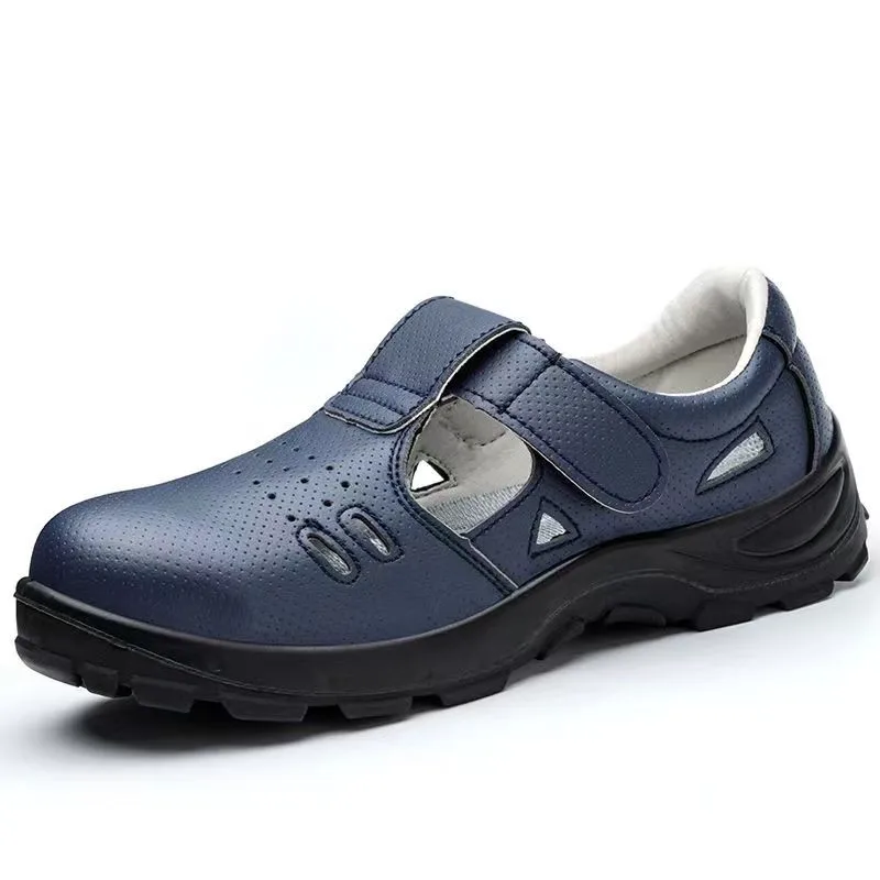 plus size men fashion breathable steel toe covers work shoes worker safety boots soft leather security sandals summer footwear