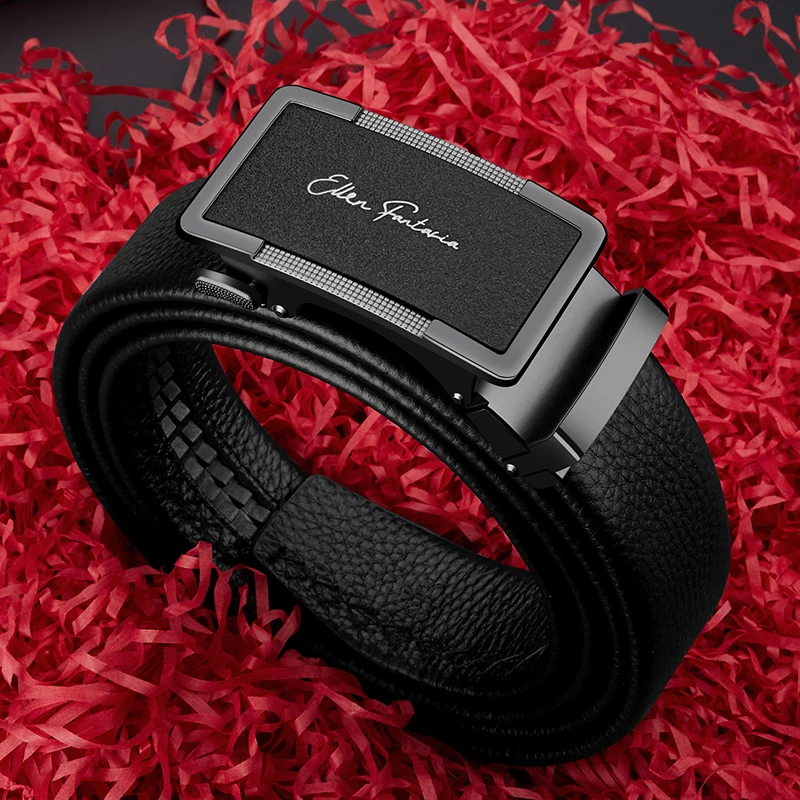 

Ремень из натуральной воловьей кожи для мужчин, регулируемый пояс с автоматической пряжкой