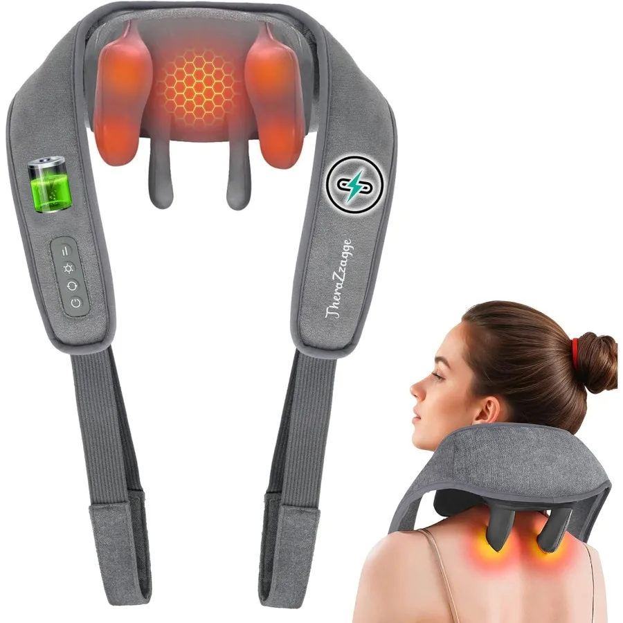 

Cordless Neck Massager with Heat for Pain Relief and Deep Tissue 6D Kneading Shiatsu Back Massage Therapy Ideal for Office Trav