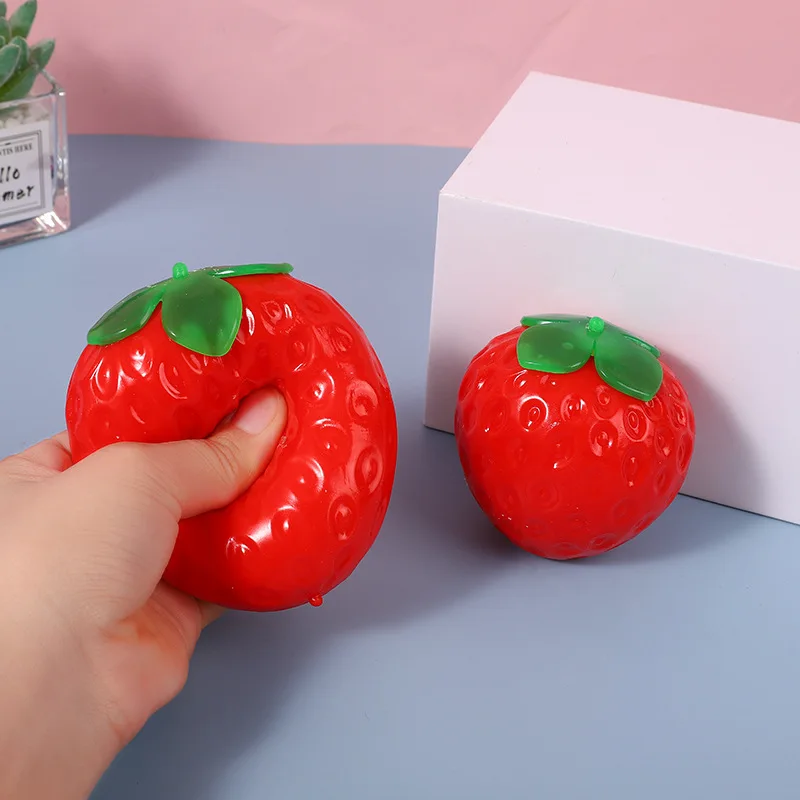 2024 New Artificial Strawberry Pinch Squeeze Fingertip Toy Stress Ball Relieve Stress Restlessness Kids Toy Strawberry Girl Gift