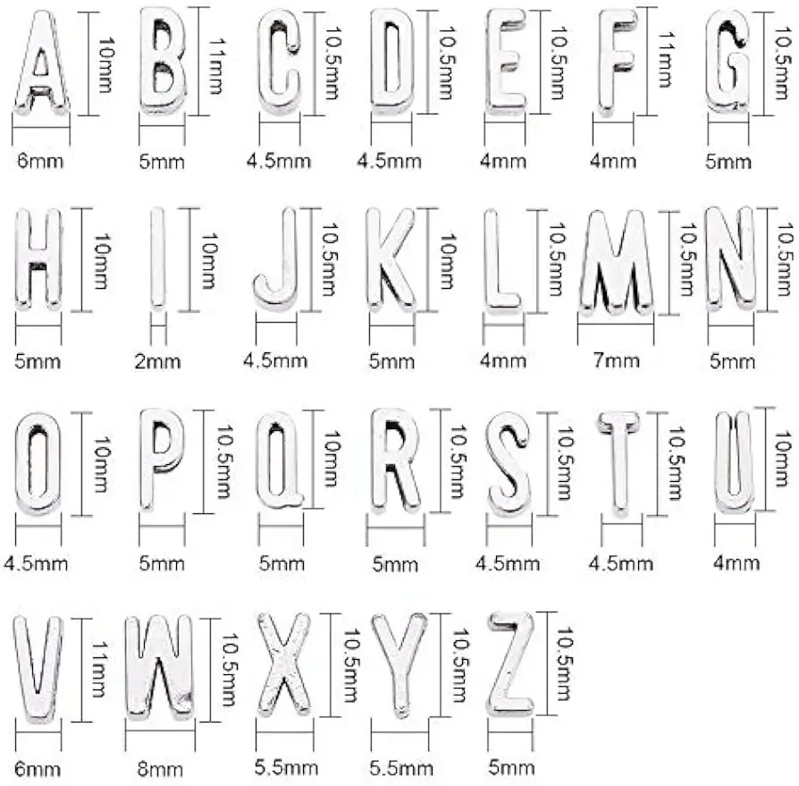 130pcs Alphabet A-Z Slide Charms lettere in lega tibetana Slide Beads Charms per fai da te braccialetto piatto braccialetti creazione di gioielli