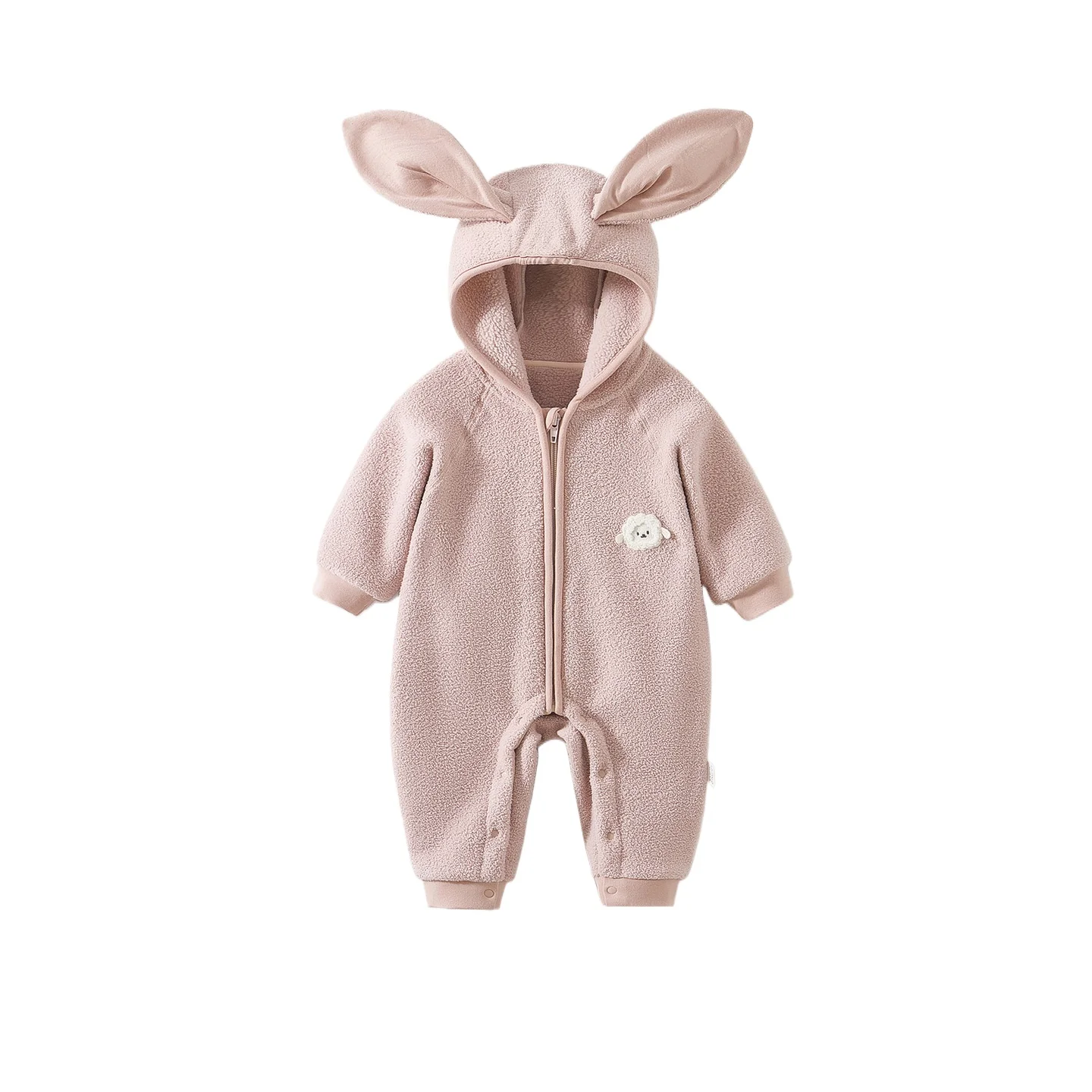 Somenie Cute Rabbit Ear Hooded Fleece Infant Jumpsuit A Grade Unisex Baby Autumn Winter Outdoor Bodysuit